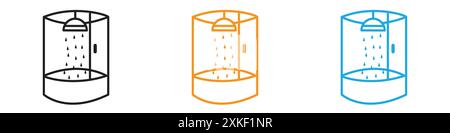 Shower cabin bathroom icon vector logo set collection or bundle pack group Stock Vector