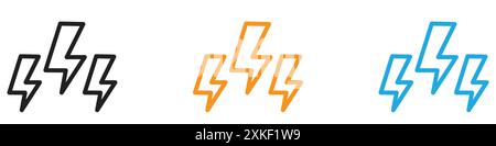 Thunder lightning icon vector logo set collection or bundle pack group Stock Vector