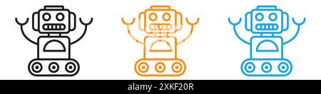 Wheels robot icon vector logo set collection or bundle pack group Stock Vector