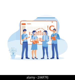 Diverse programmers work in software development companies. Work together and discuss with each other on new projects. Teamwork meeting concept. trend Stock Vector