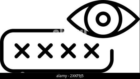Password input box, hidden characters and eye. Turning password visibility on. Pixel perfect vector icon Stock Vector