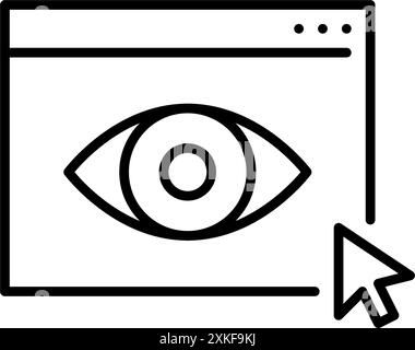 User engagement, website analytics and activity monitoring. Web page, eye and mouse click. Pixel perfect vector icon Stock Vector