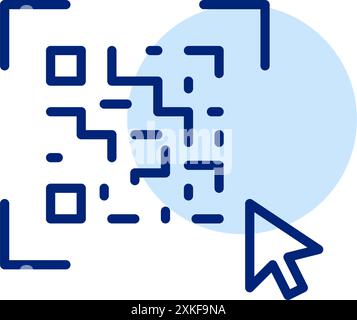 Qr code scan and mouse click. Interactive qr code. Pixel perfect, editable stroke icon Stock Vector