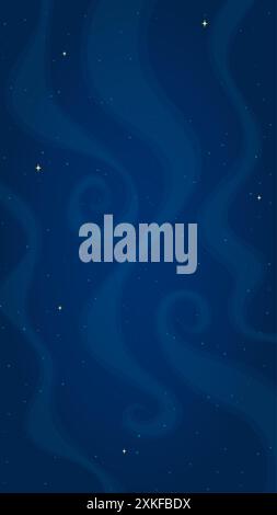 Cartoon outer space background vector illustration. Abstract shiny stars systems in outer space on vertical dark blue background for children space ga Stock Vector