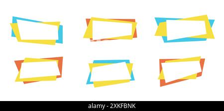 Flat geometric sale banner in trendy concept. Minimal vintage design rectangle sign template in bright colors. Vector illustration with sale tags for Stock Vector