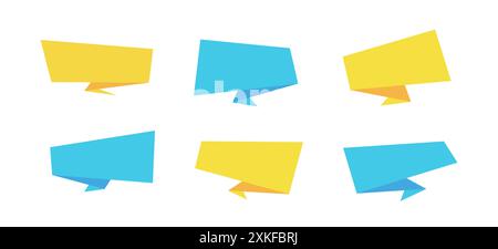 Horizontal festive promotion sticker set, rectangle web discount label, flat geometric promo tag collection, abstract color sale banner, isolated orig Stock Vector