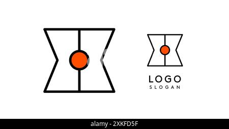 Abstract X letter logo with blue dots. Minimalist linear design, bold and clean letter monogram for corporate branding, tech startups, security Stock Vector