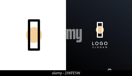 Letter I modern logo featuring geometric shapes, circle and lines. Abstract minimalist logotype for Japanese restaurant branding, tech companies Stock Vector