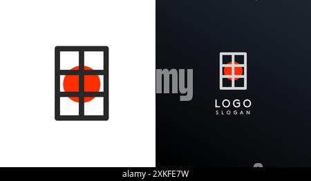 Modern logo featuring geometric shapes, circle and lines grid. Abstract minimalist logotype for Japanese restaurant branding, tech companies, creative Stock Vector
