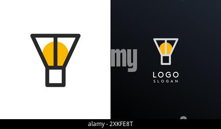 Letter Y modern logo featuring geometric shapes, circle and lines. Abstract minimalist logotype for Japanese restaurant branding, tech companies Stock Vector