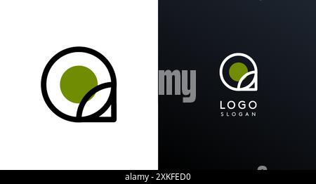 Letter Q modern logo featuring geometric shapes, circle and lines. Abstract minimalist logotype for Japanese restaurant branding, tech companies Stock Vector