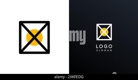 Letter X modern logo featuring geometric shapes, circle and lines. Abstract minimalist logotype for Japanese restaurant branding, tech companies Stock Vector