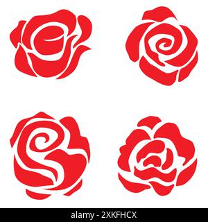 Vector set of decorative rose icon Stock Vector