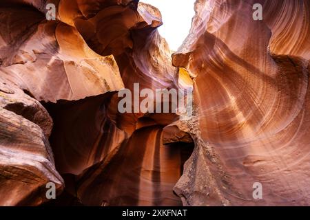 Sandstone rock walls carved by water at the Upper Antelope Canyon, Navajo Nation, Arizona, USA Stock Photo