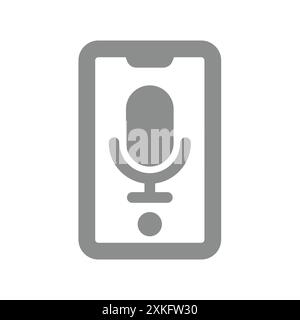 Phone and microphone vector icon. Record, recording and podcast symbol. Stock Vector