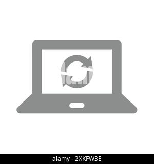 Web page refresh or loading vector icon. Laptop and reloading or refreshing arrow circle. Stock Vector