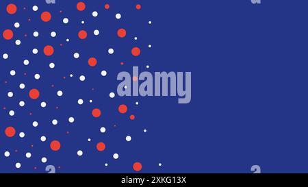 Vibrant polka dot pattern with red and white dots on a deep blue background. Ideal for festive designs, digital projects, and creative decorations. Co Stock Photo