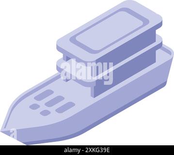 Big modern yacht sailing on water surface, marine transport for travel and leisure activity, colorful isometric icon Stock Vector