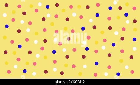 Multicolored polka dot on a light background, perfect for invitations, greetings, and festive designs. Circular dots in soft yellow, blue, and purple Stock Photo