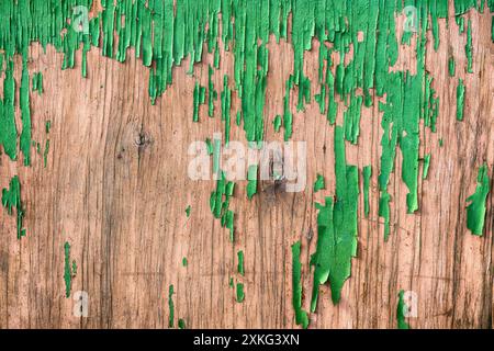 Peeling paint on weathered plywood, with copy space Stock Photo