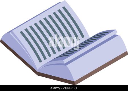 Open book is laying open revealing lines of text for reading and studying Stock Vector