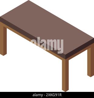 Simple wooden bench with brown surface, providing a comfortable place to sit and relax Stock Vector