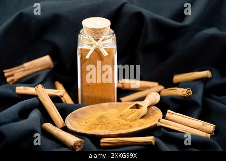 Cinnamon sticks and cinnamon powder Stock Photo