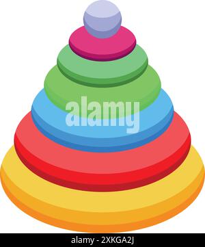 This colorful toy pyramid is perfect for illustrating concepts of early childhood education, play based learning, and child development Stock Vector