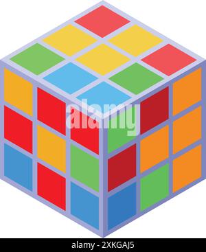 Colorful logic game cube showing problem solving skills and challenge Stock Vector