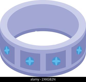 Silver ring with blue gems, modern jewelry for proposal or wedding Stock Vector