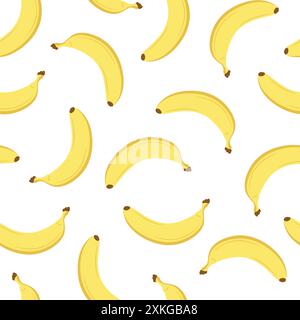 Banana fruit seamless pattern. Bananas isolated on white background. Vector illustration Stock Vector