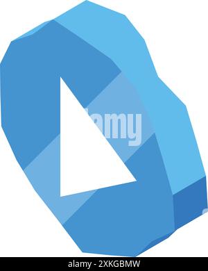 Blue play button icon with low poly design showing concept of multimedia playback Stock Vector