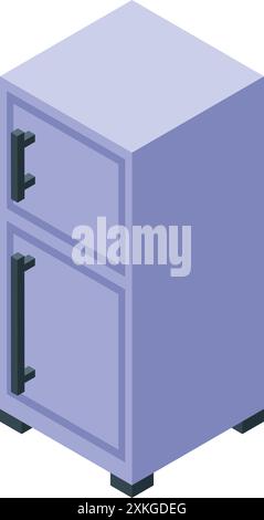 Modern double door refrigerator standing in isometric view, ideal for kitchen appliance concepts Stock Vector