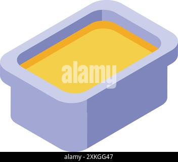 Simple illustration of melted cheese in a plastic container, ideal for advertising or illustrating recipes Stock Vector