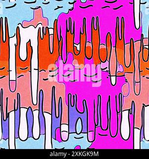 Fun dripping paint effect digital banner pattern with whimsical ink ...