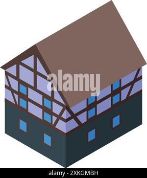 Isometric low poly building representing traditional german architecture Stock Vector