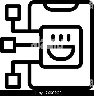 Mobile phone displaying a happy emoji is connecting to multiple devices, representing seamless data transfer and communication Stock Vector