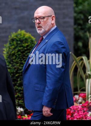 London, UK. 23rd July, 2024. Mick Whelan, General Secretary of ASLEF, arrives for a meeting at Number 10 with Labour Leader, Keir Starmer. Credit: Mark Thomas/Alamy Live News Stock Photo