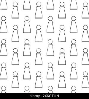 Vector seamless pattern of flat outline chess figure isolated on white background Stock Vector