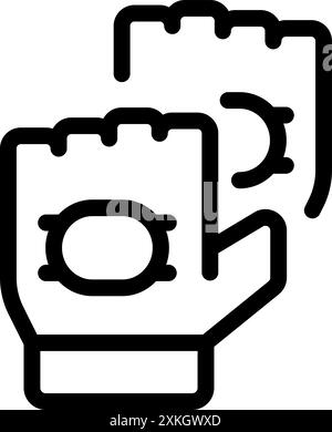 Line icon of a pair of work gloves, emphasizing hand protection and safety in industrial settings Stock Vector