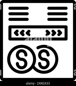 Washing machine control panel showing the washing program icon with a simple line design Stock Vector