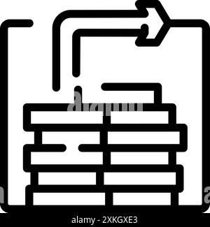 Black outline icon of data transferring from one source to data storage Stock Vector