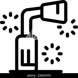 Gas burner emitting fire, commonly used for welding, brazing, soldering, and heating materials in various industrial and creative applications Stock Vector