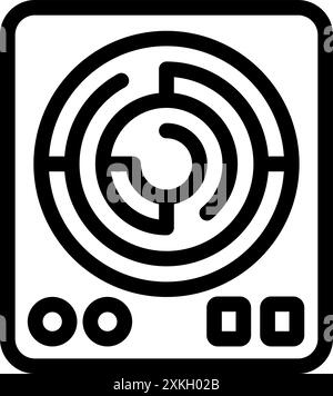 Induction stove top view with buttons outline icon, modern kitchen appliance concept Stock Vector