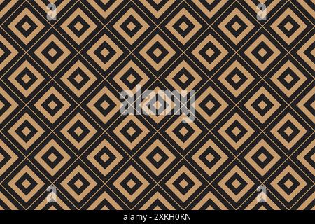 Brown square seamless pattern on dark background. The boxes are arranged in a way that creates a sense of movement and depth. Stock Vector