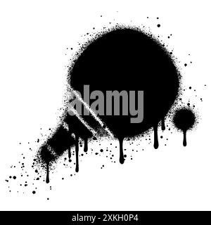 Spray Paint Graffiti Table tennis racket icon isolated on white background. Stock Vector