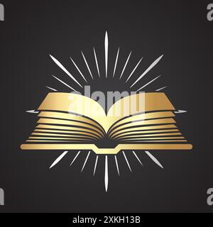 golden book with silver light logo Stock Vector