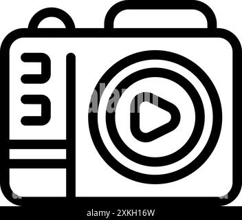 Simple line art of a video camera, symbolizing digital filmmaking and content creation Stock Vector