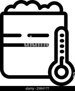 Thermometer is measuring the temperature of a compost bin, indicating the decomposition process of organic materials Stock Vector
