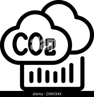Line art image of a co2 cloud over a bar chart, symbolizing the measurement of carbon emissions Stock Vector